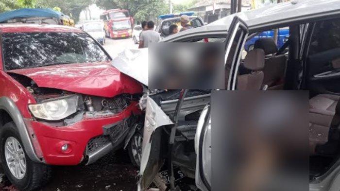 Mobil Avanza bertabrakan dengan Mitsubishi  Strada menyebabkan dua orang meninggal dunia dan empat lainnya luka di Tuban. (Foto:Surya)