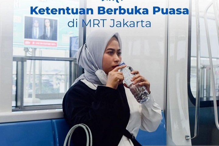 Tangkapan Layar. MRT Jakarta izinkan penumpang berbuka puasa hanya dengan kurma dan air mineral di Jakarta, Senin (4/4/2022). (Foto:Dok.ANTARA) 