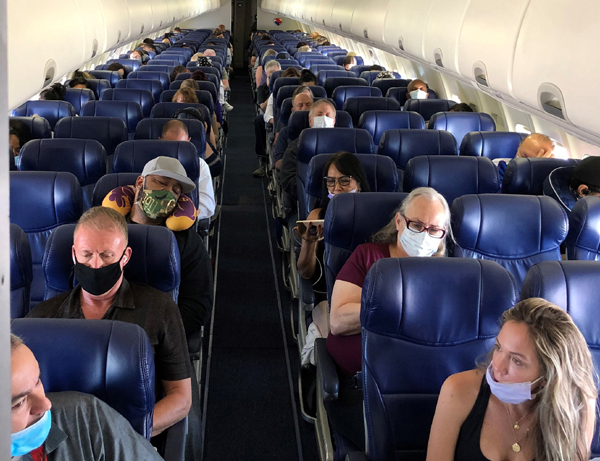 Foto ilustrasi suasana dalam kabin pesawat Southwest Airlines