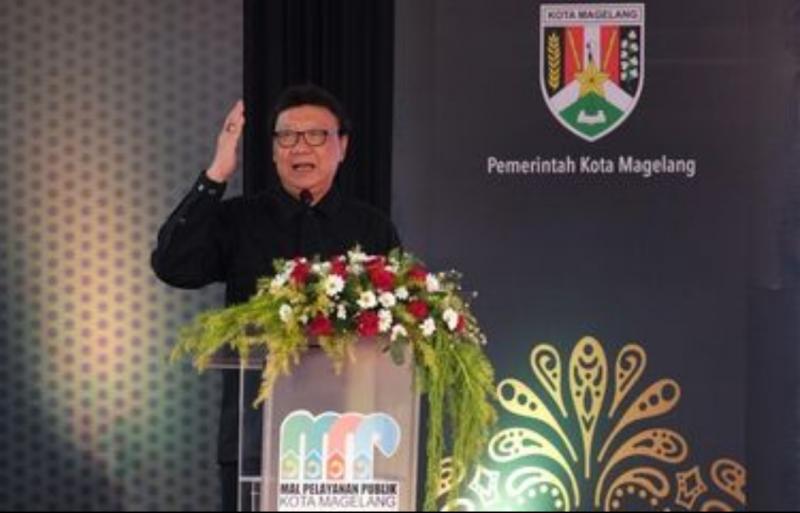 Men PANRB Tjahjo Kumolo saat meresmikan MPP Kota Magelang, Jawa Tengah, Kamis (17/3/2022).(KOMPAS.COM/IKA FITRIANA)
