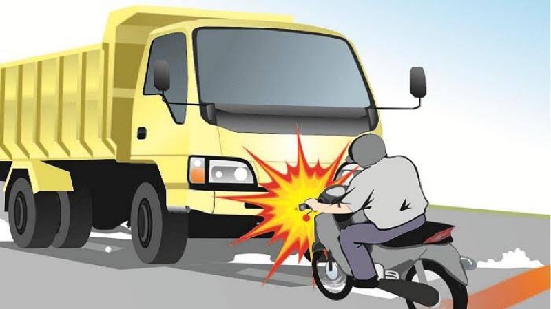 Ilustrasi sepeda motor tabrak truk. Foto: istimewa.