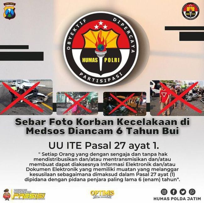 Pengumunan larangan sebar foto korban kecelakaan (Foto: Tangkapan layar)