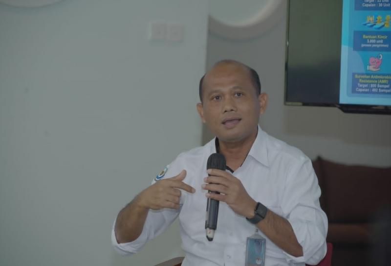 Dirjen Perikanan Budidaya TB Haeru Rahayu dalam konferensi pers Capaian Kinerja KKP Semester I 2022 yang berlangsung secara hybrid dari Media Center KKP, Jakarta Pusat, Kamis (28/7/2022).