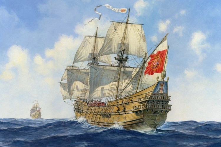 Ilustrasi kapal Nuestra Senora de las Maravillas. Harta karun emas dan batu permata ditemukan di kapal karam yang berusia 366 tahun.(Allen Exploration via LIVE SCIENCE)