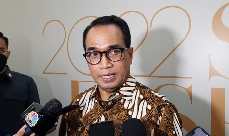 Menhub Budi Karya Sumadi saat menghadiri Super Air Jet First Anniversary di Terminal 1B Bandara Soekarno Hatta, Senin (22/8/2022).