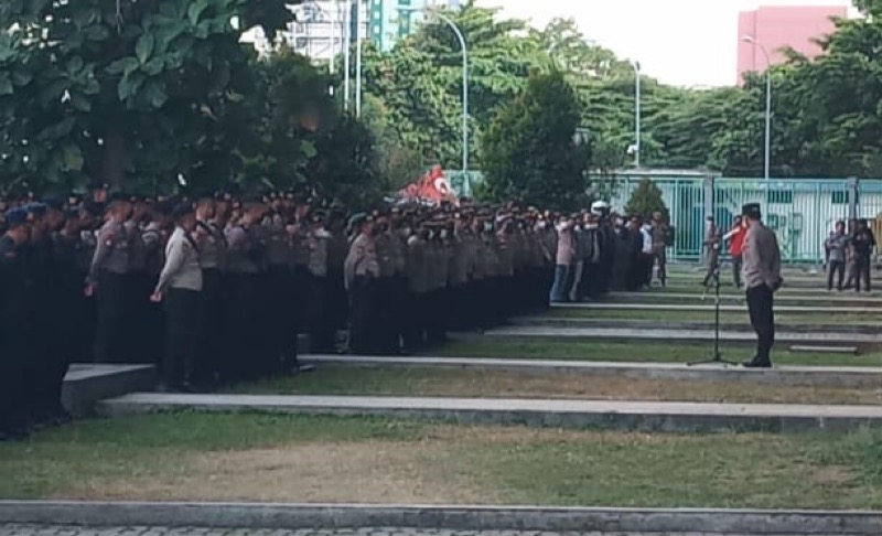 Apel Gabungan dilaksanakan  di lapangan Pintu Timur Stadion Patriot Chandrabaga  Kota Bekasi. Foto: istimewa.