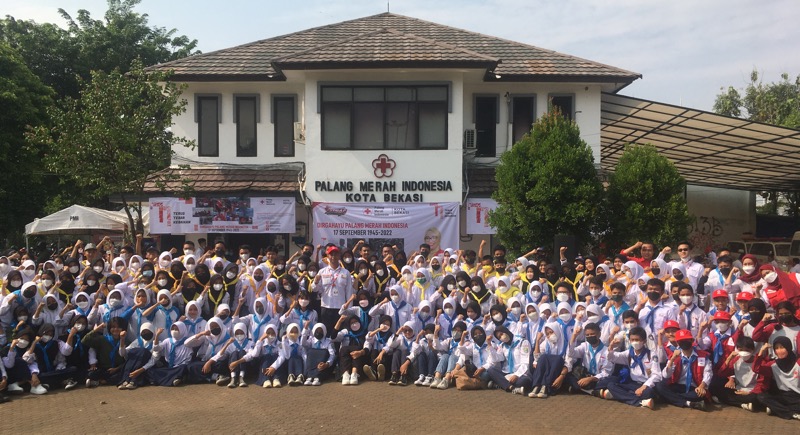 60 sekolah meriahkan HUT ke-77 PMI di Markas PMI Kota Bekasi, Sabtu (17/9/2022). Foto: BeritaTrans.com.