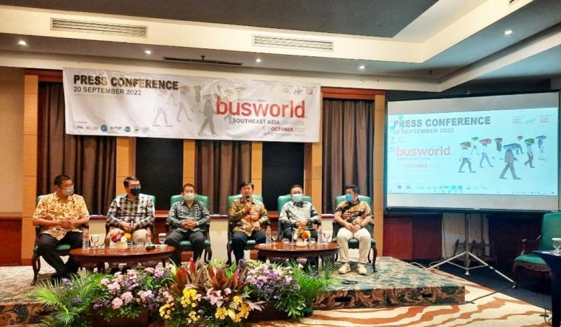 Press conference Busworld Southeast Asia 2022 di Jakarta, Selasa (20/9/2022).