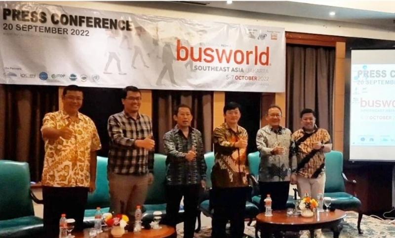 Press conference Busworld Southeast Asia 2022 di Jakarta, Selasa (20/9/2022).