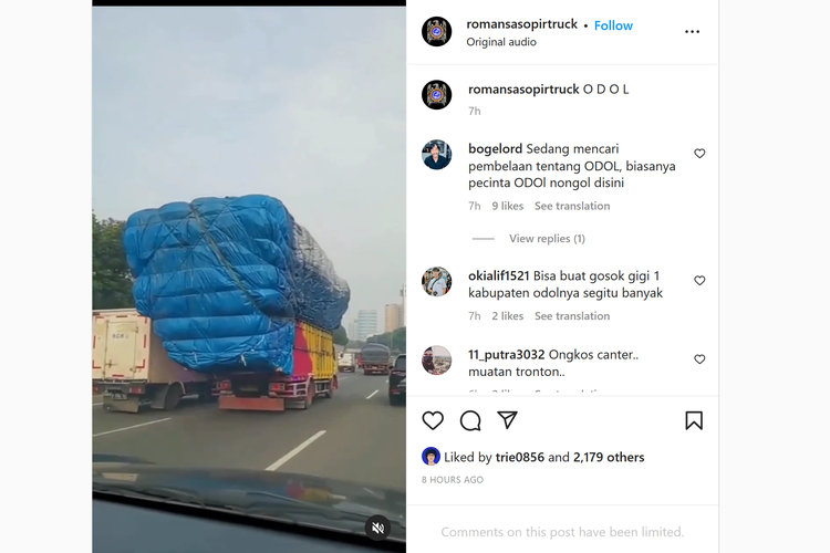 Video truk Over Dimension & Over Load (ODOL) tertangkap kamera sedang melaju di jalan tol. (Foto: Tangkapan layar)