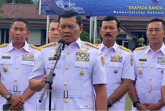 Kepala Staf Angkatan Laut (KSAL) Laksamana TNI Yudo Margono di Markas Koarmada Republik Indonesia, Jakarta.