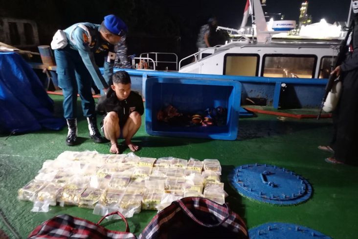 TNI AL berhasil mengagalkan penyelundupan 43 paket narkotika jenis Sabu di Pantai Meuraksa, Kecamatan Blang Mangat, Kota Lhokseumawe, Aceh.