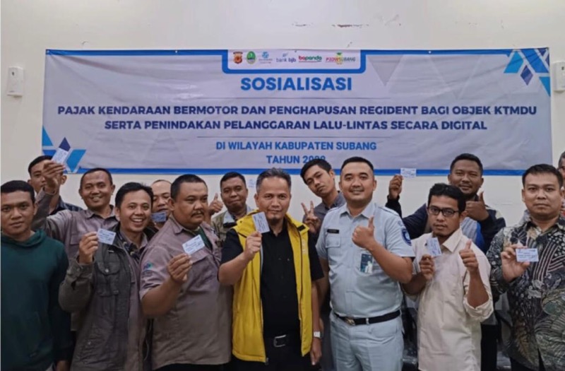 Penanggung Jawab Jasa Raharja Samsat Kabupaten Subang Agung Andriayana menghadiri Kegiatan Sosialisasi Pajak Kendaraan Bermotor dan Penghapusan data Regident. Foto: istimewa.