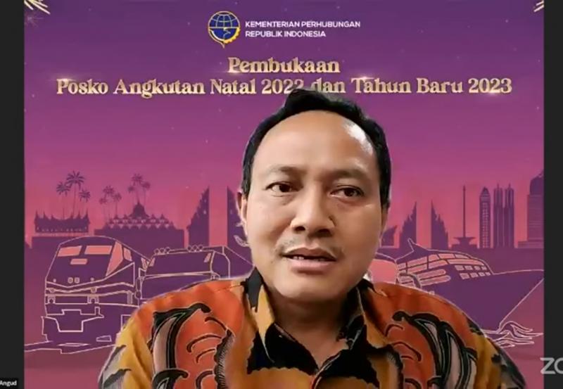 Direktur Angkutan Udara Kemenhub Putu Eka Cahyadhi dalam konferensi pers bersama BMKG yang dipantau secara daring di Jakarta, Jumat (30/12/2022).