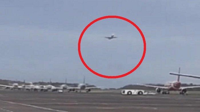 Video memperlihatkan pesawat gagal landing viral di media sosial.
