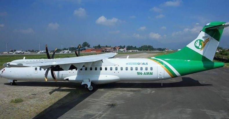 Pesawat ATR 72 Yeti Air membawa 72 orang jatuh di Pokhara (Foto: Khabarhub)