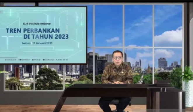 Tangkapan layar Kepala Eksekutif Pengawas Perbankan Otoritas Jasa Keuangan (OJK) Dian Ediana Rae dalam webinar “Tren Perbankan di 2023” yang dipantau di Jakarta, Selasa (17/1/2023). (ANTARA/Sanya Dinda