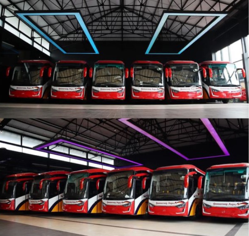 Sepuluh bus baru milik PO Gumarang Jaya dari Karoseri Laksana. Foto: Dok. Laksana.
