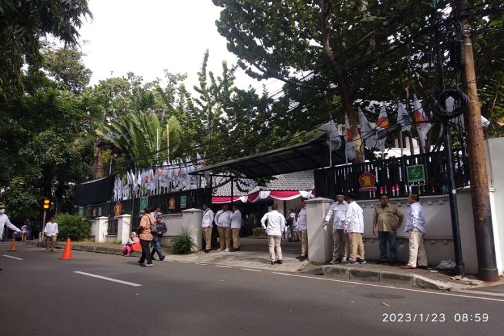 Suasana Rumah Sekretariat Bersama Gerindra dan PKB di Menteng, Jakarta Pusat, Senin (23/1/2023) pagi. 