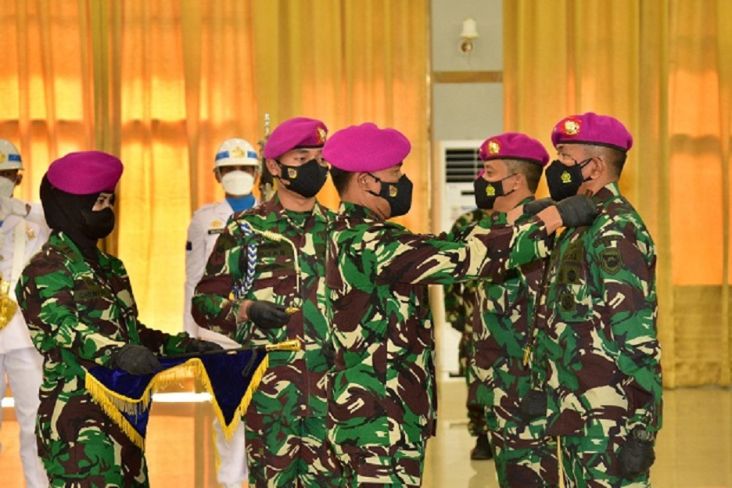 Brigjen TNI (Mar) Suherlan saat dilantik sebagai Danpasmar 2 Kormar beberapa waktu lalu. Kini, Brigjen TNI Mar Suherlan diangkat menjadi Wadan Kormar.
