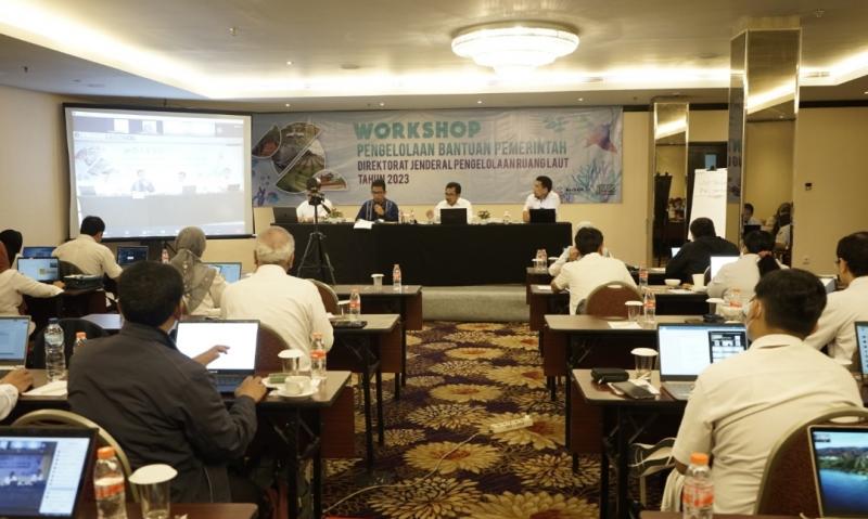 Workshop Pengelolaan Bantuan Pemerintah Direktorat Jenderal Pengelolaan Ruang Laut Tahun 2023 di Jakarta.
