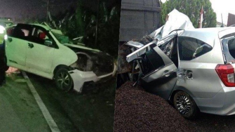Kecelakaan maut yang melibatkan kendaraan mobil dan truk tronton terjadi di Kabupaten Serdangbedagai, Sumatera Utara (Sumut), Rabu (15/3/2023). Akibat insiden kecelakaan itu satu orang tewas. Foto: istimewa.