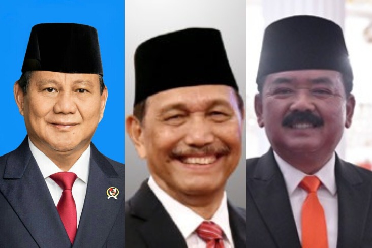 Prabowo Subianto, Luhut Pandjaitan, dan Hadi Tjahjanto. 