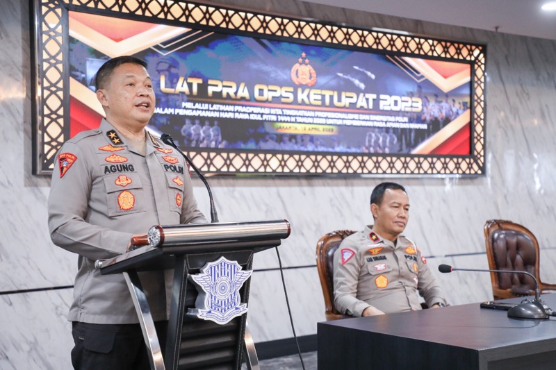 Kepolisian Republik Indonesia menggelar Latihan Pra Operasi (Latpraops) Ketupat 2023 di gedung NTMC Polri, Jakarta. Foto: istimewa.