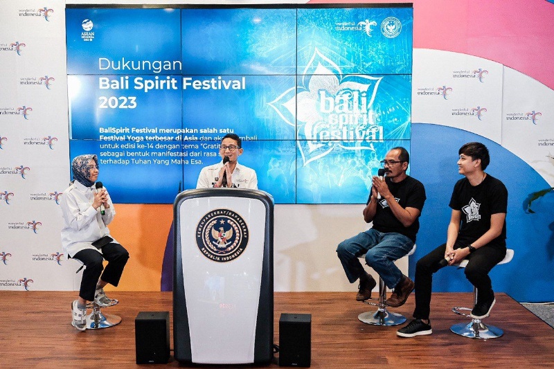 Menparekraf Sandiaga Uno saat nyatakan dukungan pada Bali Spieit Festival