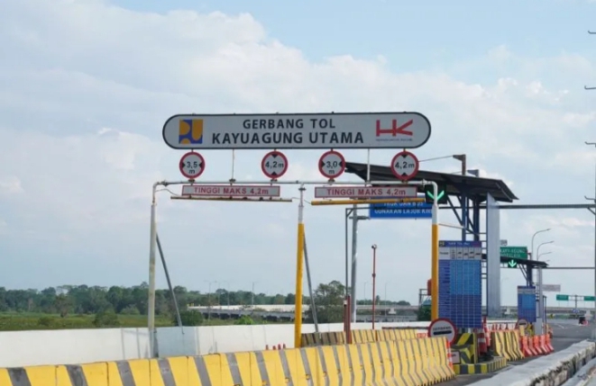 Ilustrasi - Gerbang Tol Kayu Agung Jalan Tol Trans Sumatera. ANTARA/HO-JTTS.