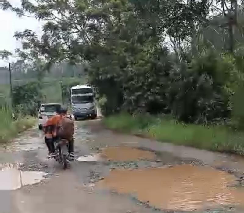 Salah satu jalan rusak di Lampung yang dilalui oleh bus perintis. (Ist)