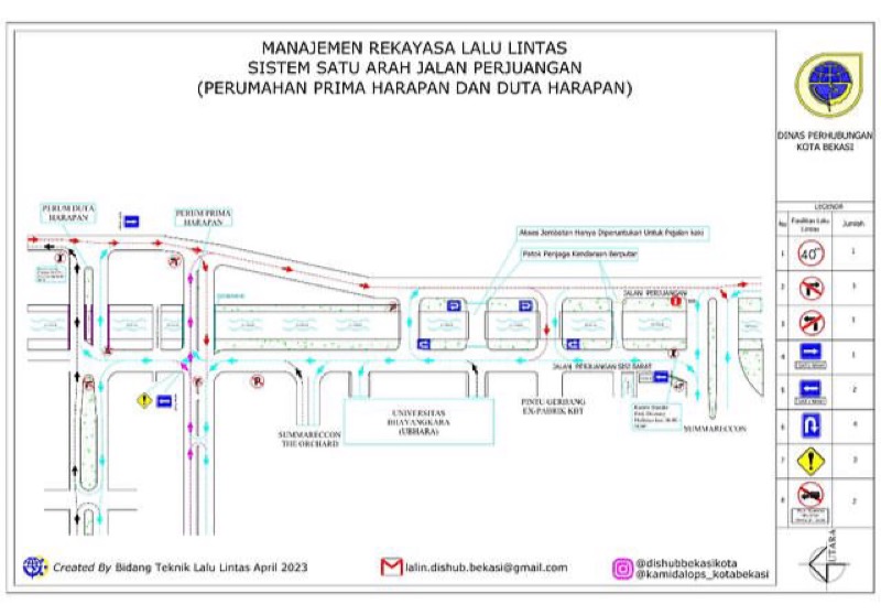 Dishub Kota Bekasi terapkan satu arah di Jalan Raya Perjuangan, Bekasi Utara, Kota Bekasi. Foto: istimewa.