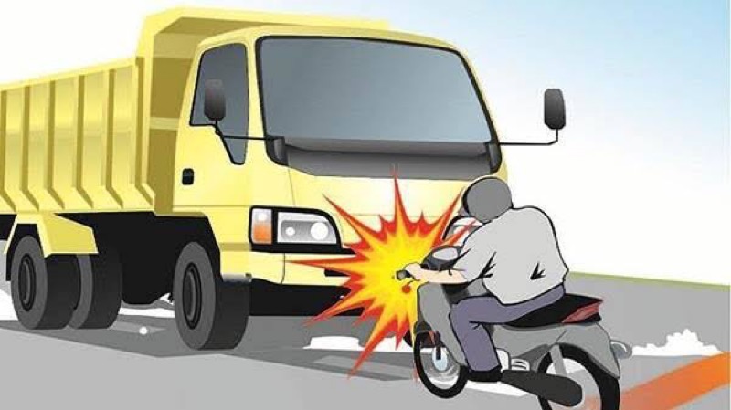Ilustrasi kecelakaan sepeda motor dan truk. Foto: istimewa.