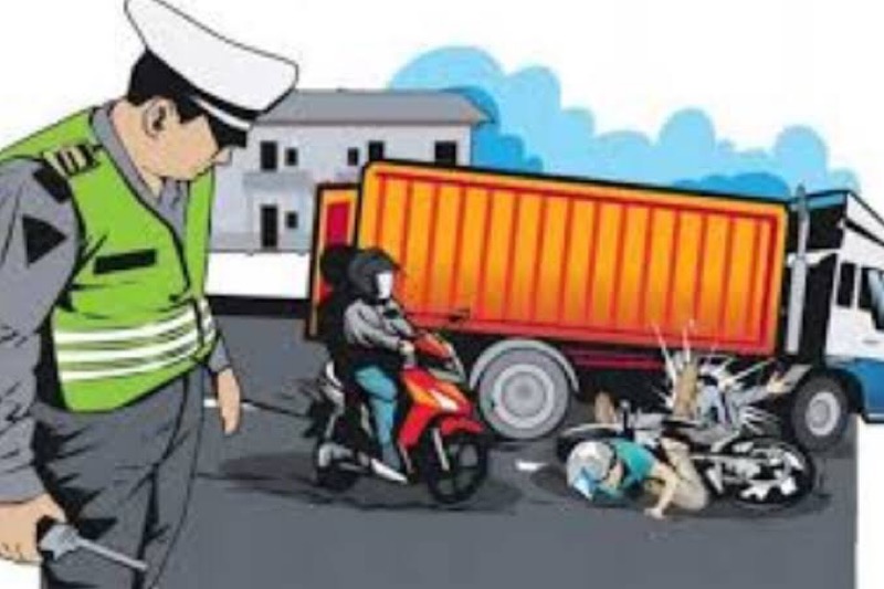 Ilustrasi kecelakaan sepeda motor dengan truk. Foto: istimewa.