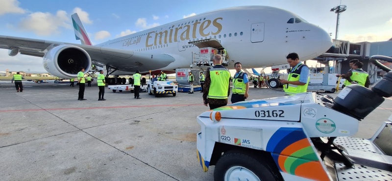 JAS layani ground handling pesawat penumpang terbesar di dunia di Bandara Ngurah Rai, Bali