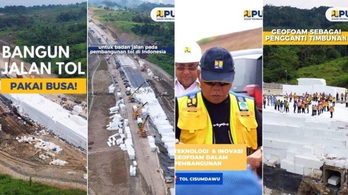 Tangkapan layar proses kontruksi jalan Tol Cisumdawu yang menggunakan geofoam sebagai material pengganti tanah (Instagram/@pupr_jalan_dkijabar) 