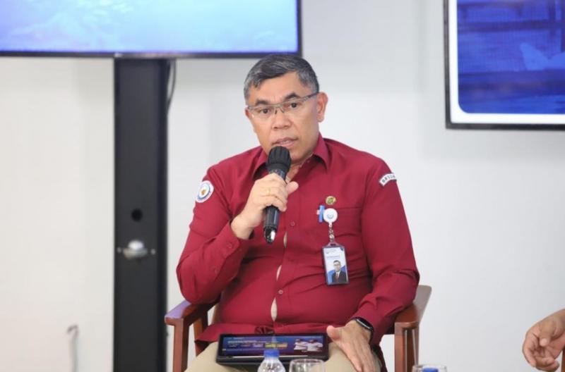 Kepala BRSDM, I Nyoman Radiarta, pada talkshow Bincang Bahari `Menuju Penas Petani Nelayan XVI 2023 – Gelar Teknologi dan Aquaculture Expo’, di Media Center KKP, Selasa (6/6/2023).