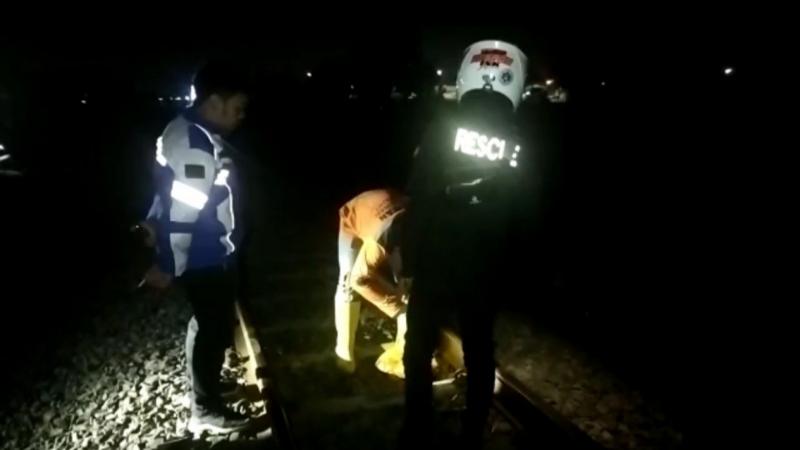 Lokasi pria tewas dihantam kereta api di Mojokerto.