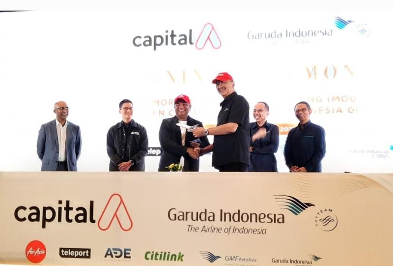 Capital A AirAsia bersama Garuda Indonesia Group resmi melakukan kerja sama MoU di Jakarta, Rabu (27/9/2023). 