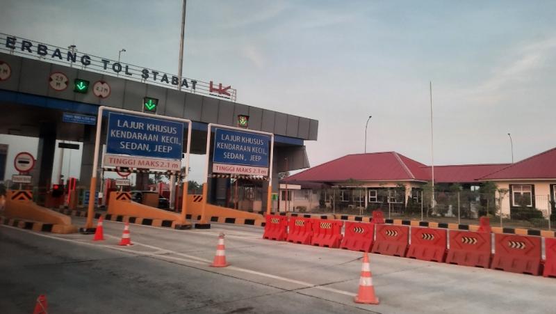 Gerbang Tol Stabat yang merupakan jalan Tol Binjai-Langsa di Sumatera Utara. (Ilustrasi)