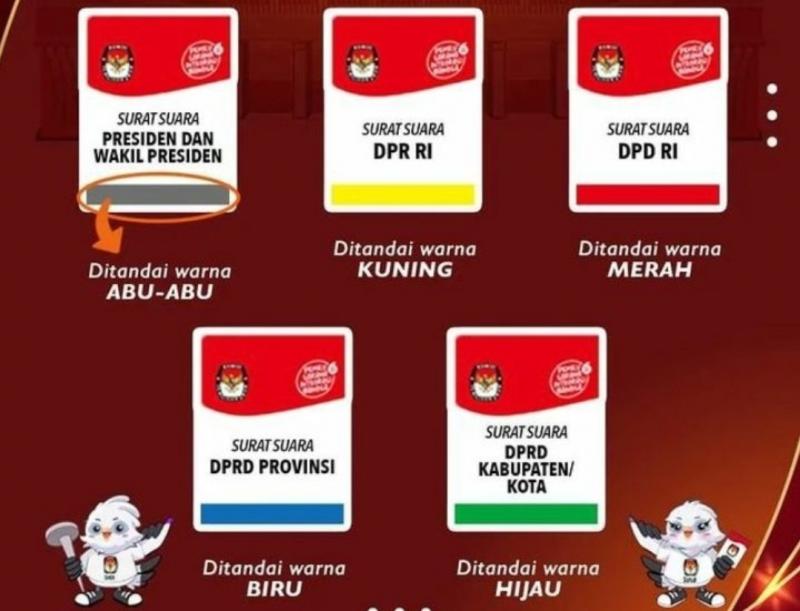 Jenis surat suara Pemilu 2024 dari KPU.