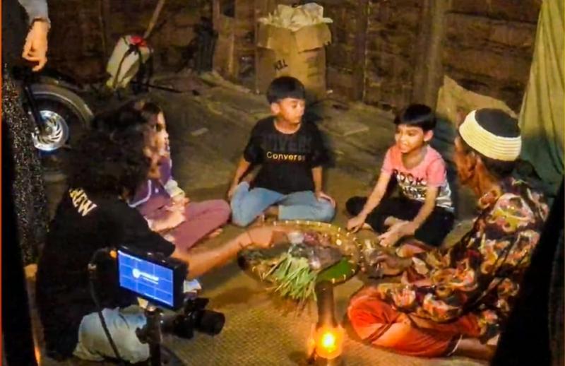 Proses produksi film Pakaba Warisan Atok, yang akan tayang perdana gratis di cafe Aneska, Desa Durian, Rantau, Aceh Tamiang, 8 Maret 2024.