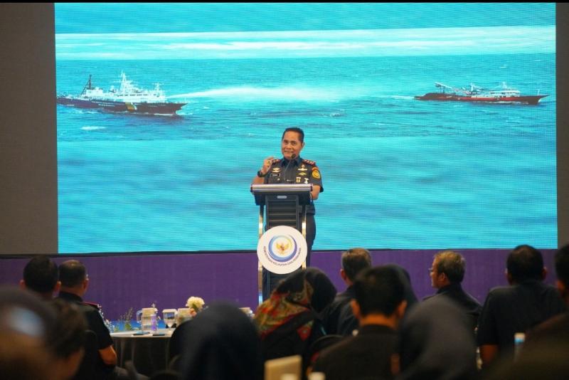 Direktur Jenderal Pengawasan Sumber Daya Kelautan dan Perikanan (PSDKP), Pung Nugroho Saksono (Ipunk) saat membuka Rakor Forum Koordinasi Penanganan Tindak Pidana di Bidang Kelautan & Perikanan lingkup Provinsi Sulawesi Tengah Tahun 2024, di Kota Palu.