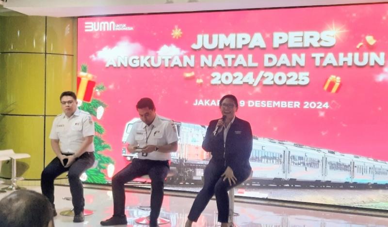 Jumpa pers KAI mengenai Angkutan Natal dan Tahun Baru 2024/2025 di Stasiun Gambir, Jakarta, Senin (9/12/2024).(Ist)