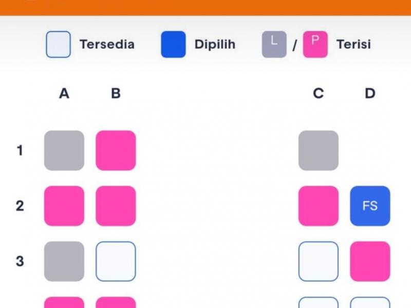 Pemilihan kursi khusus untuk perempuan di Aplikasi Access by KAI.