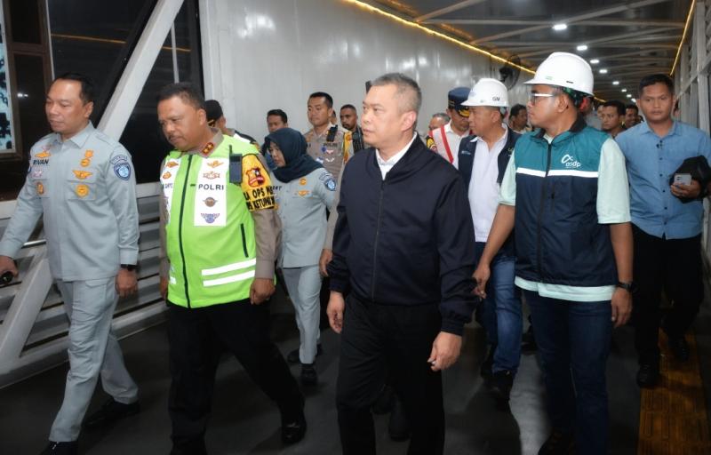 Menhub, Kakorlantas, Dirut ASDP, dan Dirut Jasa Raharja di peninjauan Pelabuhan Merak