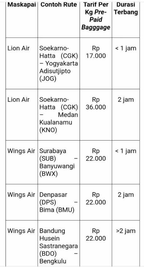 Lion Air dan Wings Air Tawarkan Pre paid Baggage