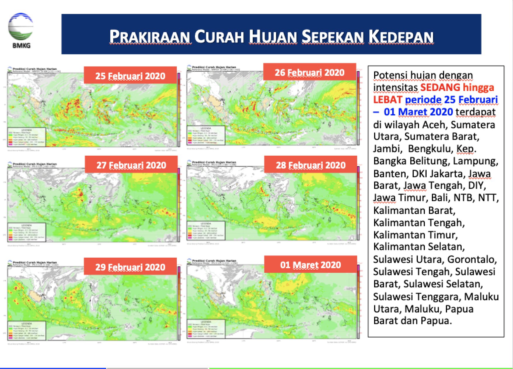 Waspada Potensi Hujan Lebat Hingga 2 Maret 2020 Waspada Potensi Hujan Lebat Hingga 2 Maret 2020